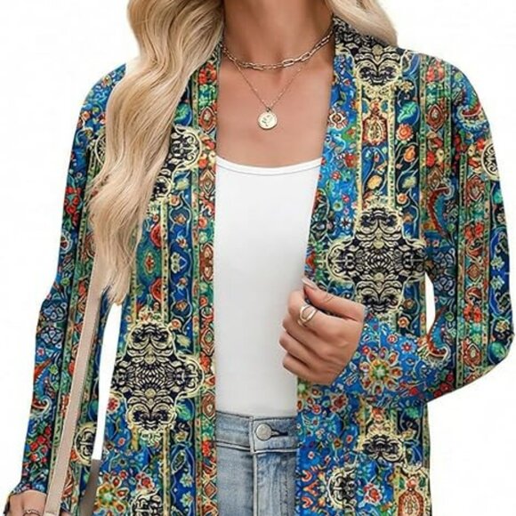 Multi Color Cardigan Cover Up Loose Sweater Size Large Brand New !! - Picture 3 of 4